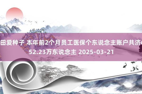 羽田爱种子 本年前2个月员工医保个东说念主账户共济6052.23万东说念主 2025-03-21