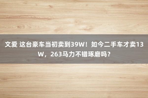文爱 这台豪车当初卖到39W！如今二手车才卖13W，263马力不错琢磨吗？