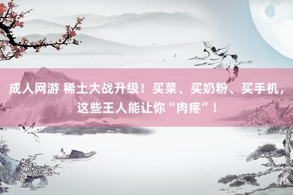 成人网游 稀土大战升级！买菜、买奶粉、买手机，这些王人能让你“肉疼”！