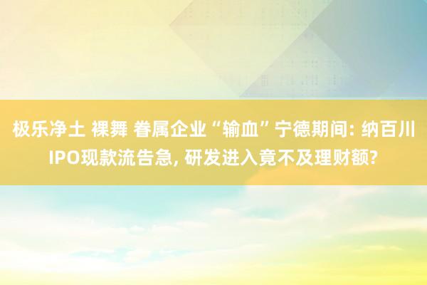 极乐净土 裸舞 眷属企业“输血”宁德期间: 纳百川IPO现款流告急, 研发进入竟不及理财额?