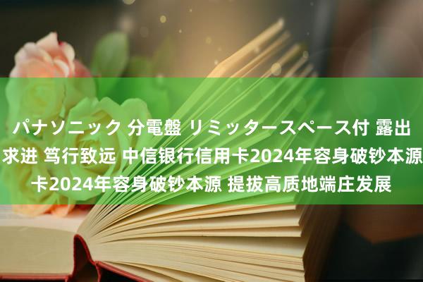 パナソニック 分電盤 リミッタースペース付 露出・半埋込両用形 稳中求进 笃行致远 中信银行信用卡2024年容身破钞本源 提拔高质地端庄发展