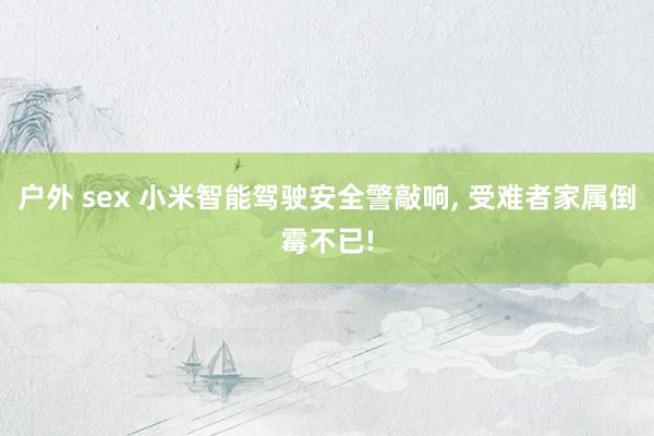 户外 sex 小米智能驾驶安全警敲响, 受难者家属倒霉不已!