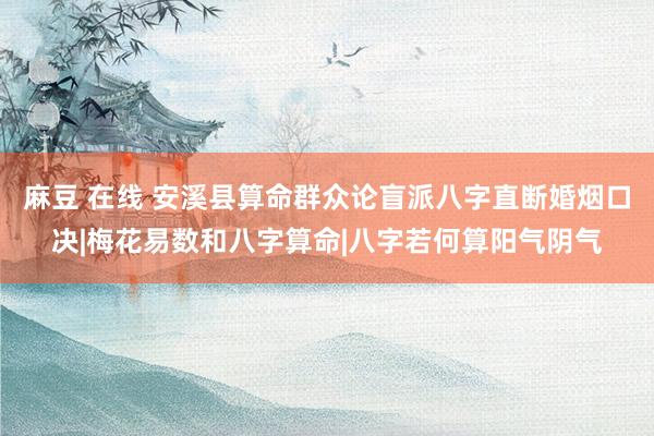 麻豆 在线 安溪县算命群众论盲派八字直断婚烟口决|梅花易数和八字算命|八字若何算阳气阴气
