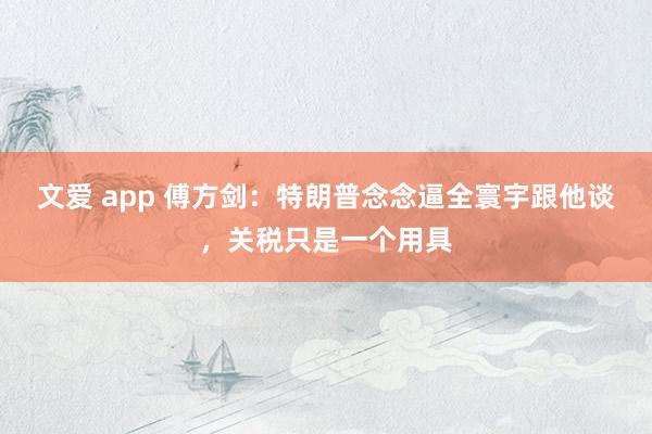 文爱 app 傅方剑：特朗普念念逼全寰宇跟他谈，关税只是一个用具