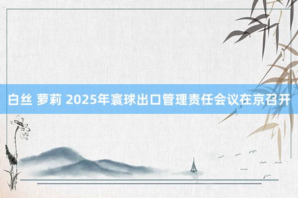 白丝 萝莉 2025年寰球出口管理责任会议在京召开